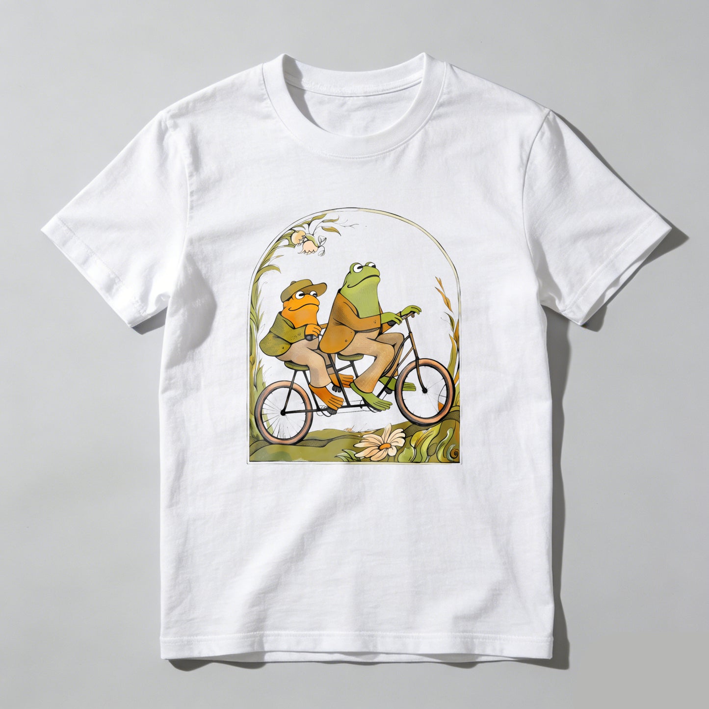 Wardrobecart Frog And Duck Ride Bicycle Together Unisex Classic T-shirt