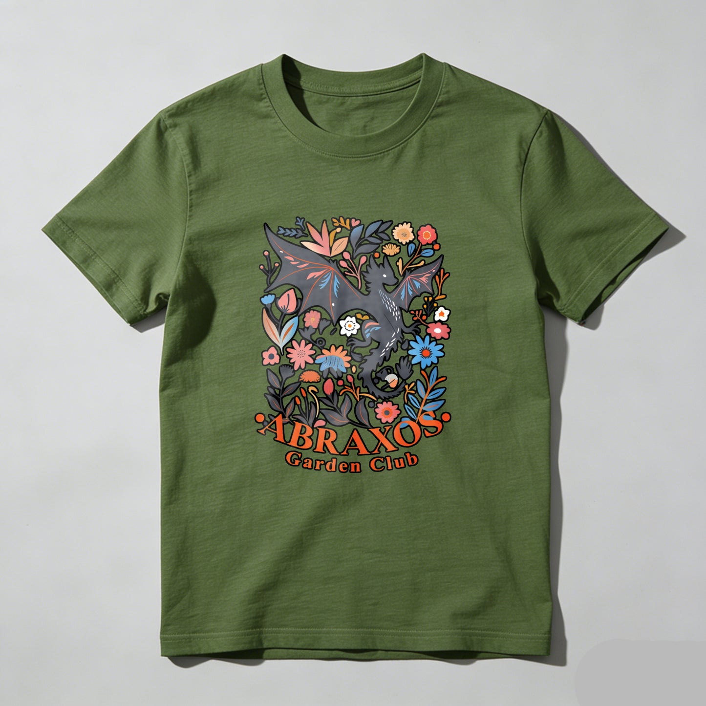 Wardrobecart Colorful Floral Dragon Design With Text Unisex Classic T-shirt