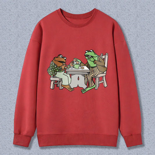 Wardrobecart Frogs Eating Pizza At Table Unisex Classic Sweatshirt