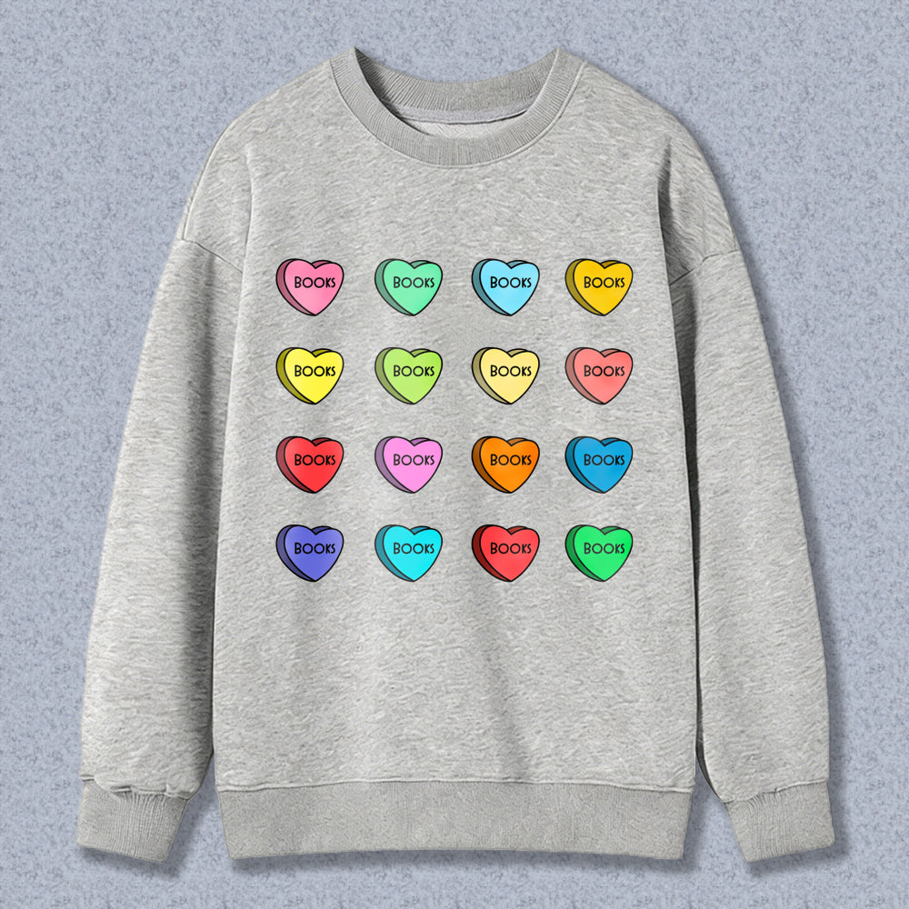 Wardrobecart Heart Shaped Book Candy Pattern Unisex Classic Sweatshirt