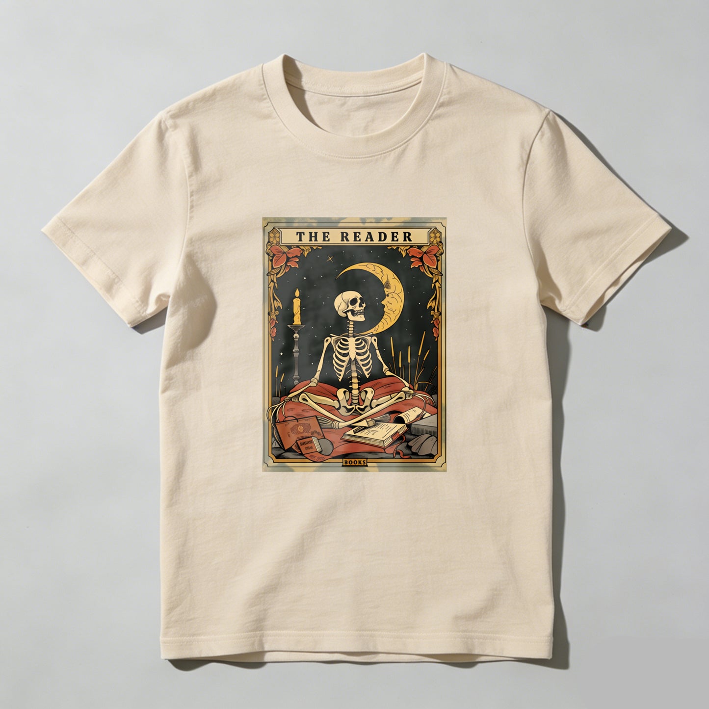 Wardrobecart The Reader Skeleton Tarot Card Design Unisex Classic T-shirt