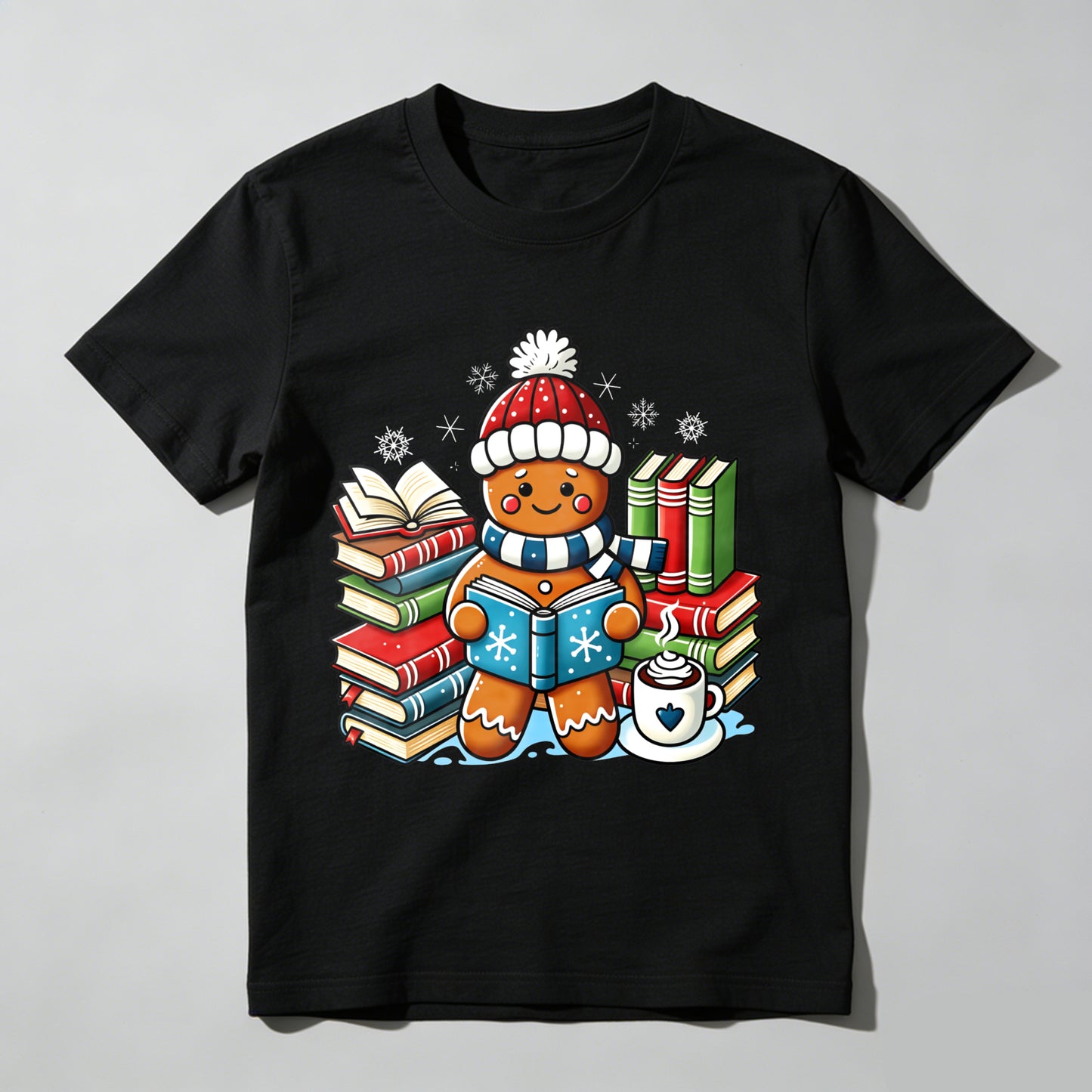 Wardrobecart Gingerbread Cookie Reading Books With Coffee Unisex Classic T-shirt