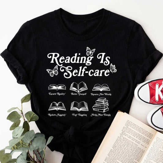 Wardrobecart Reading Is Self Care With Books And Butterflies Unisex Classic T-shirt