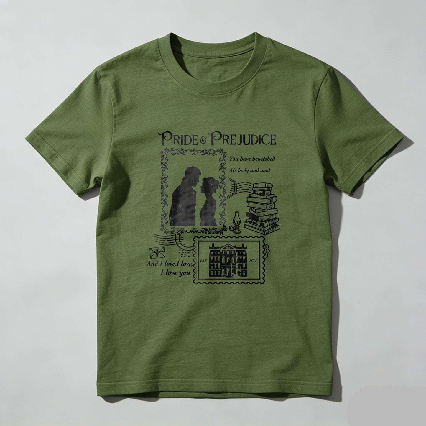 Wardrobecart Pride And Prejudice Couple With Books And House Unisex Classic T-shirt