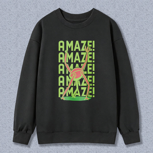 Wardrobecart Amaze Text And Frog Pattern Unisex Classic Sweatshirt