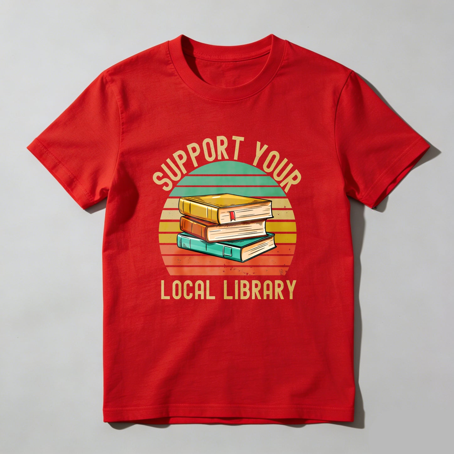 Wardrobecart Support Your Local Library Books Sunset Design Unisex Classic T-shirt