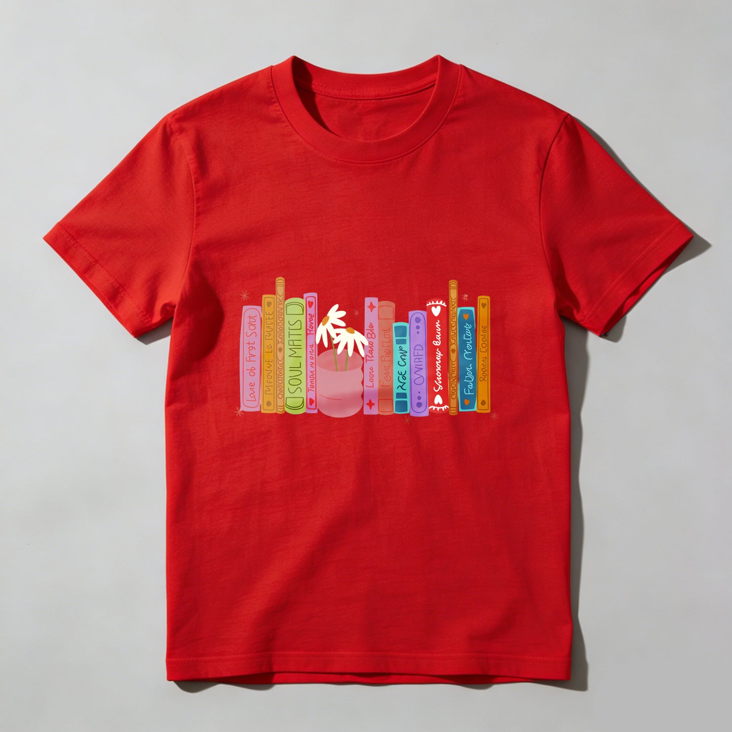 Wardrobecart Colorful Books With Plant And Stars Unisex Classic T-shirt