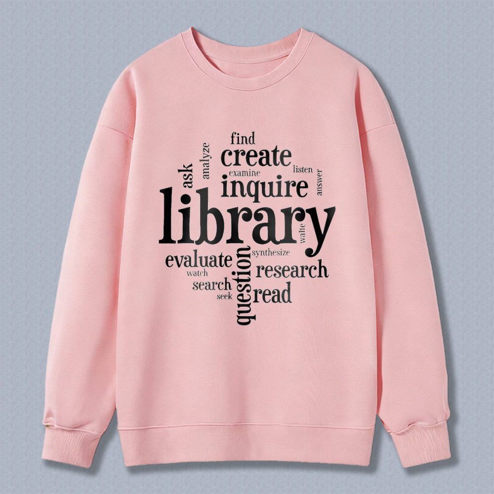 Wardrobecart Library Word Cloud Design Unisex Classic Sweatshirt