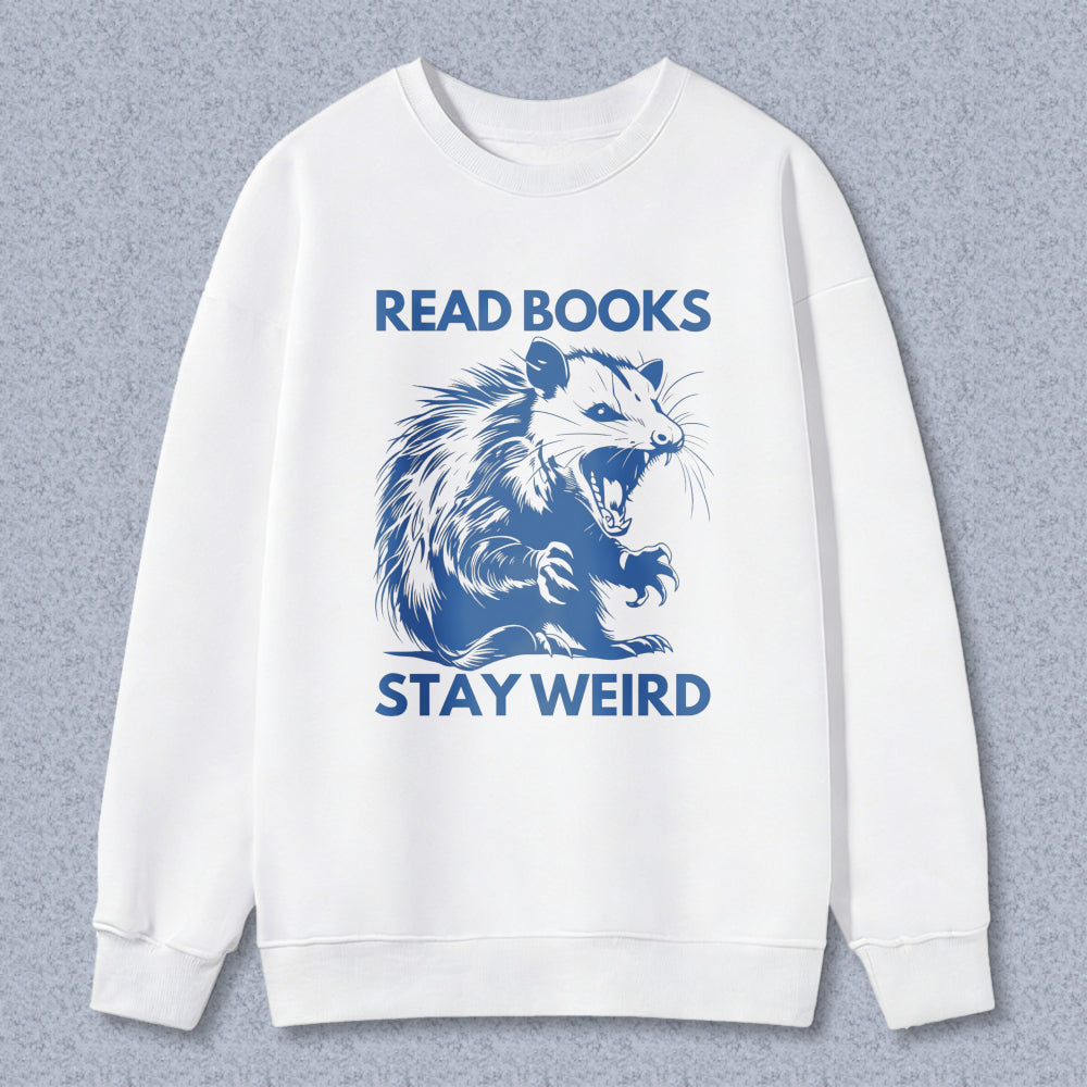 Wardrobecart Read Books Stay Weird Rat Graphic Unisex Classic Sweatshirt