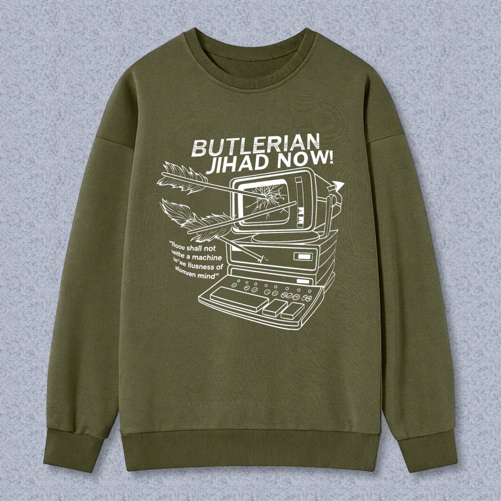 Wardrobecart Butlerian Jihad Now With Vintage Computer And Quote Design Unisex Classic Sweatshirt