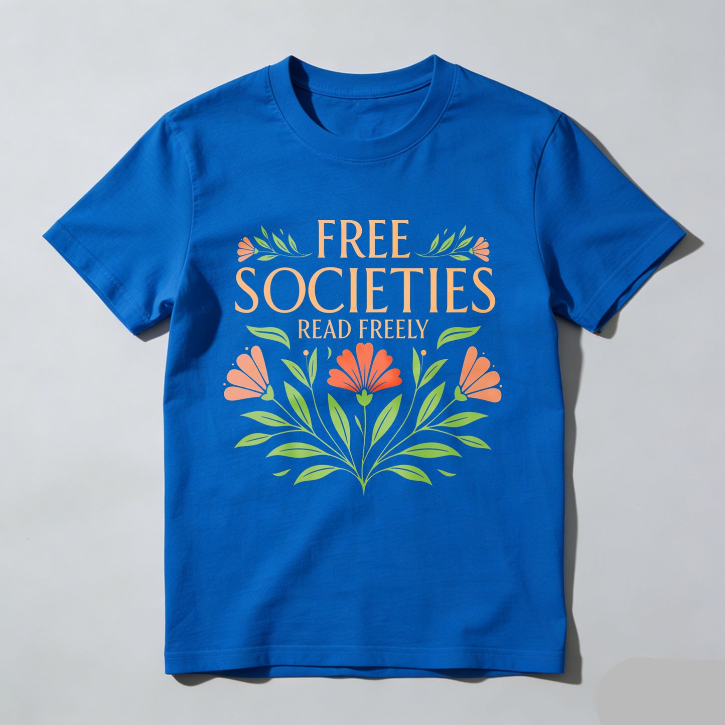 Wardrobecart Free Societies Read Freely Floral Design Unisex Classic T-shirt