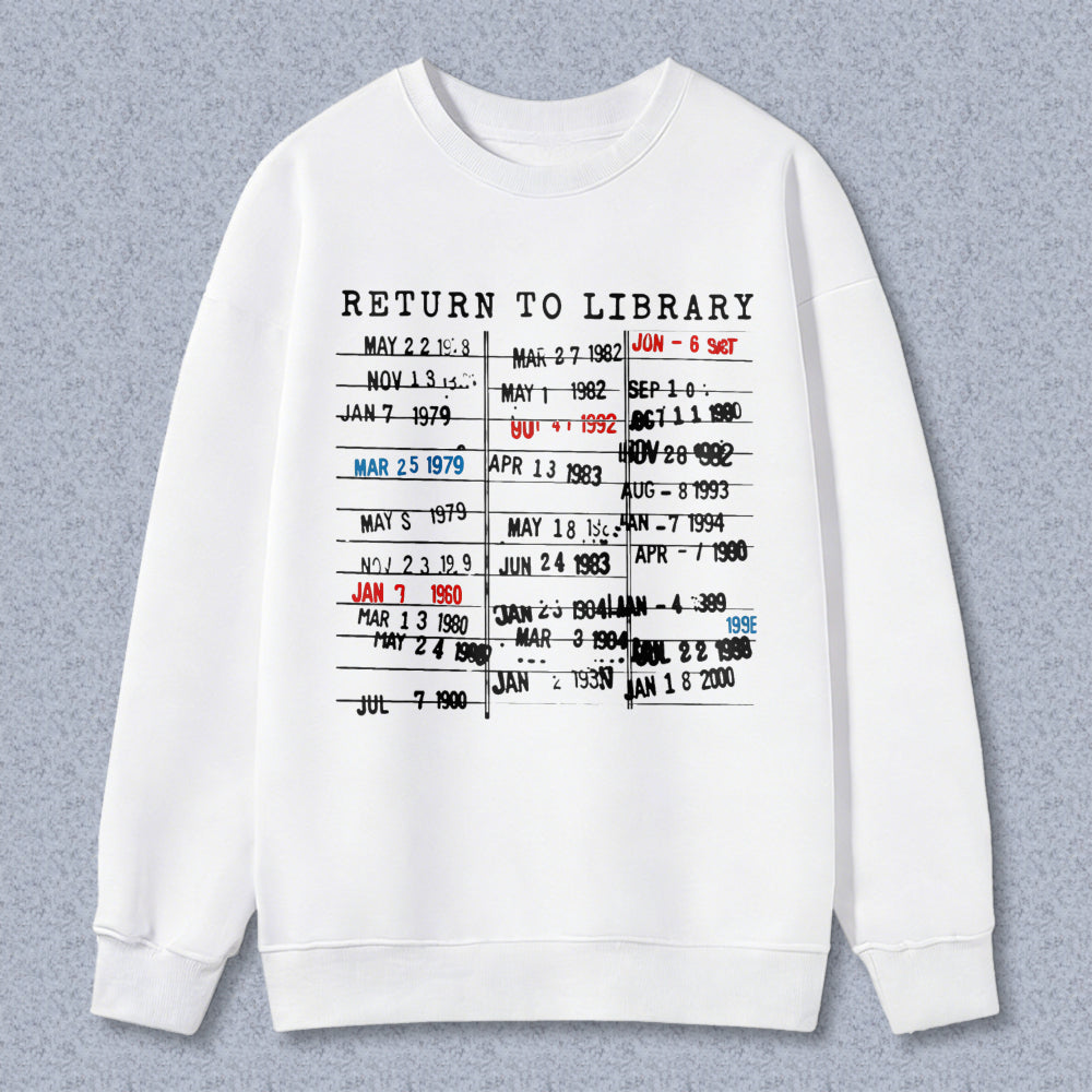 Wardrobecart Return To Library Date List Pattern Unisex Classic Sweatshirt
