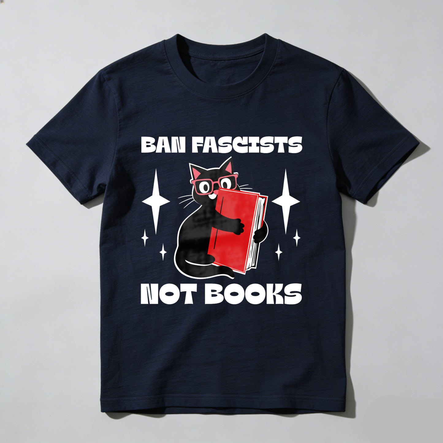 Wardrobecart Ban Fascists Not Books Cat Reading Book Unisex Classic T-shirt