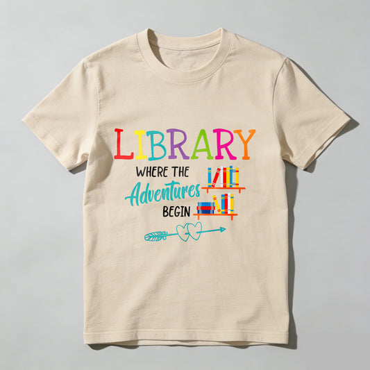 Wardrobecart Library Where The Adventures Begin Unisex Classic T-shirt