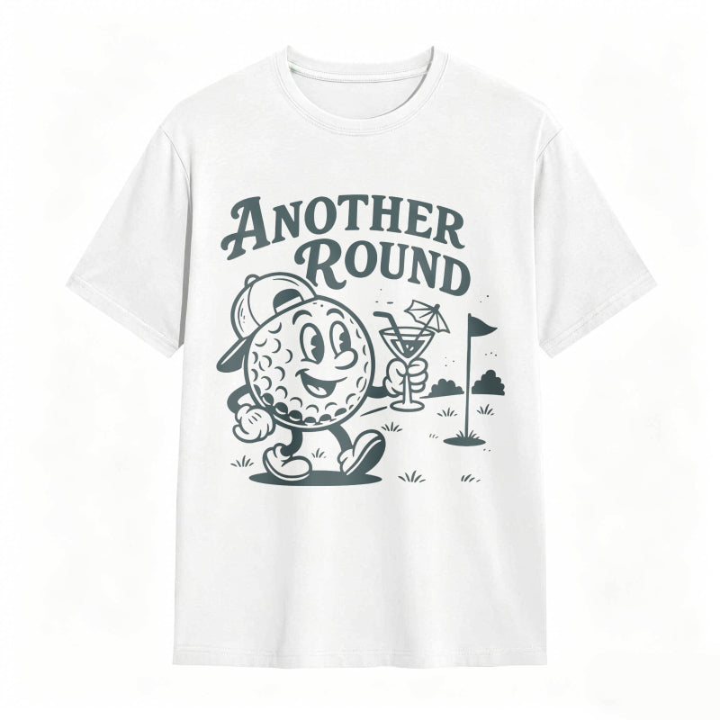 Golf Ball Character Holding Cocktail And Flag On Golf Course Another Round Text Unisex Classic T-shirt