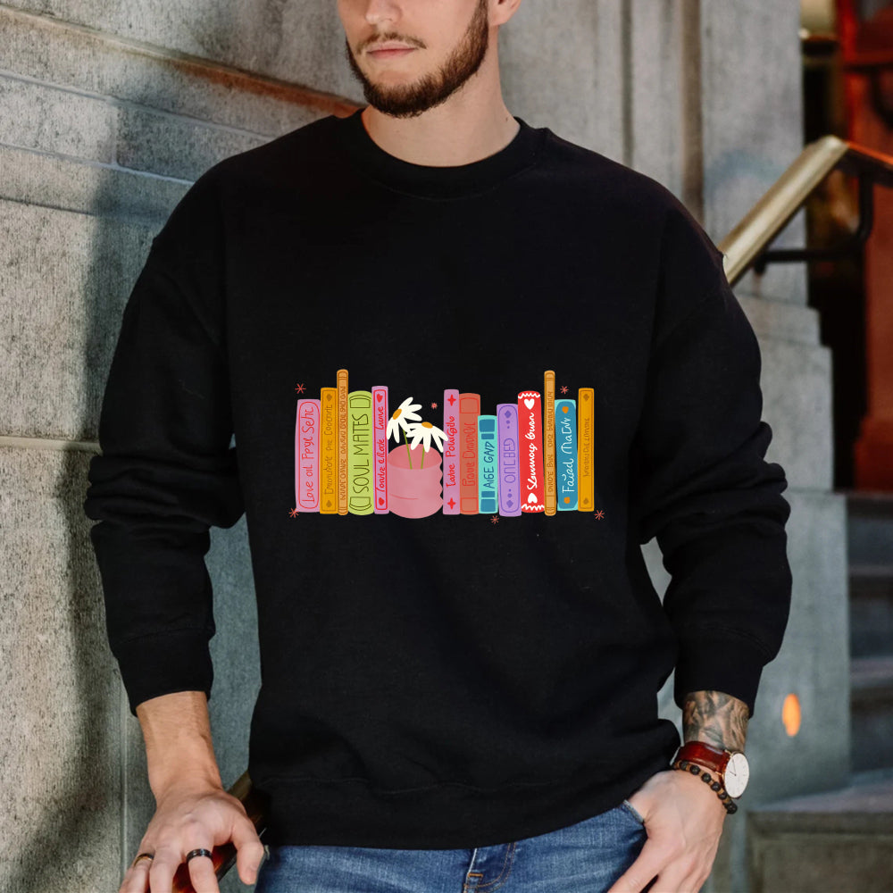 Wardrobecart Bookshelf With Colorful Books And Cupcake Unisex Classic Sweatshirt