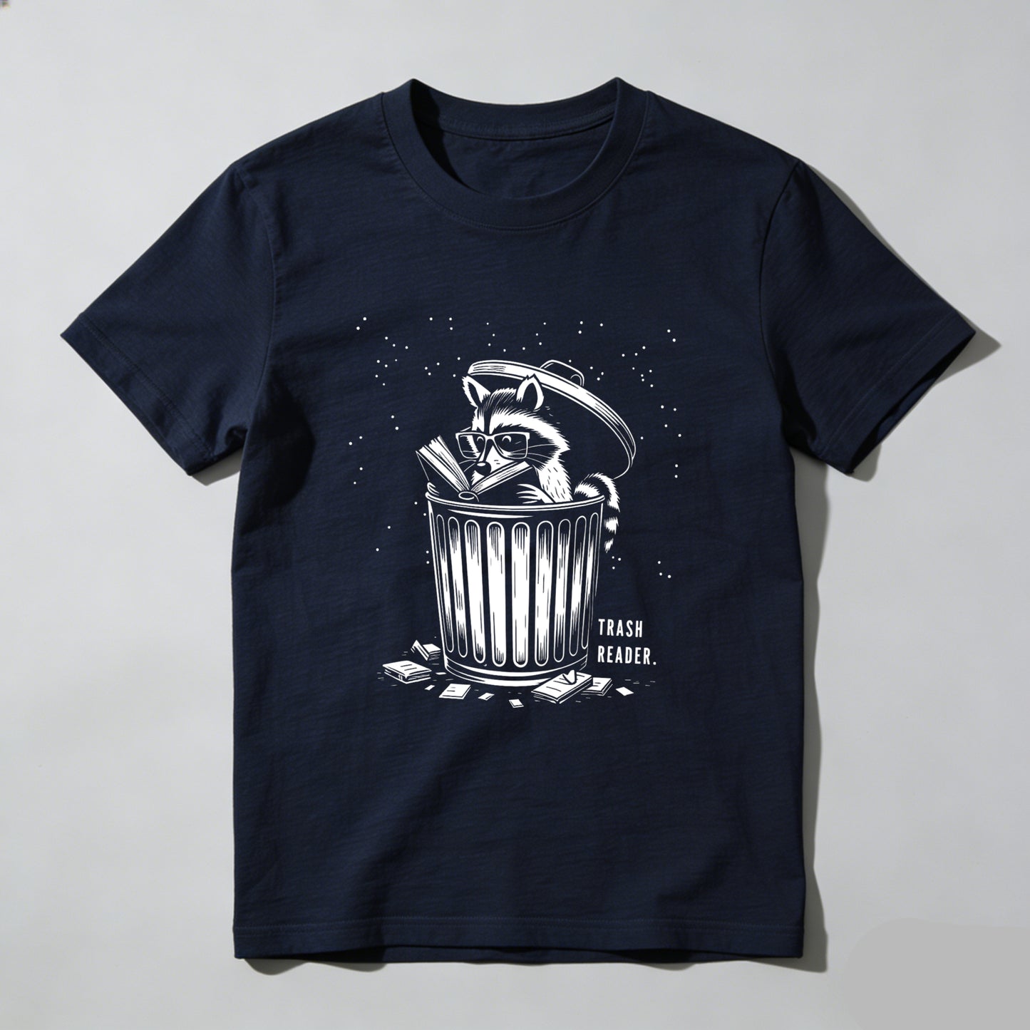 Wardrobecart Raccoon Reading Book In Trash Can Unisex Classic T-shirt
