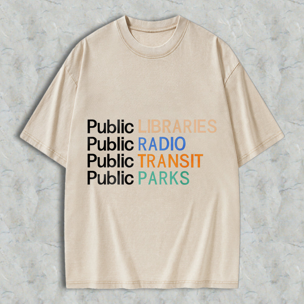 Wardrobecart Libraries Radio Transit Parks Public Unisex Washed T-shirt