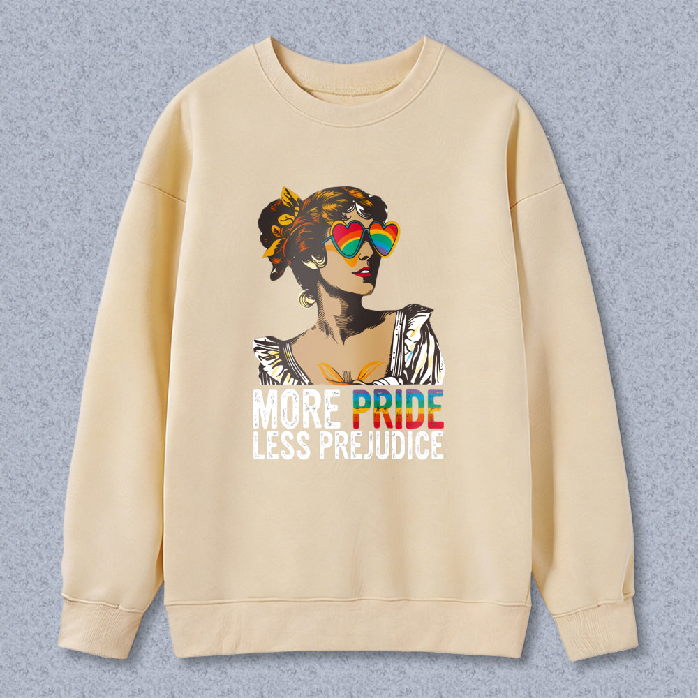 Wardrobecart Woman With Rainbow Heart Sunglasses And Pride Text Unisex Classic Sweatshirt