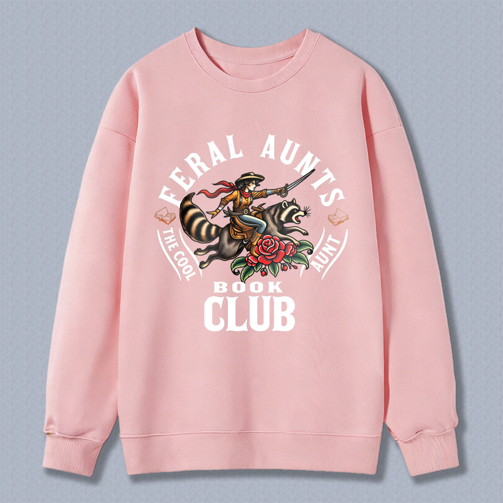 Wardrobecart Feral Aunts The Cool Aunt Book Club Tiger Rose Design Unisex Classic Sweatshirt