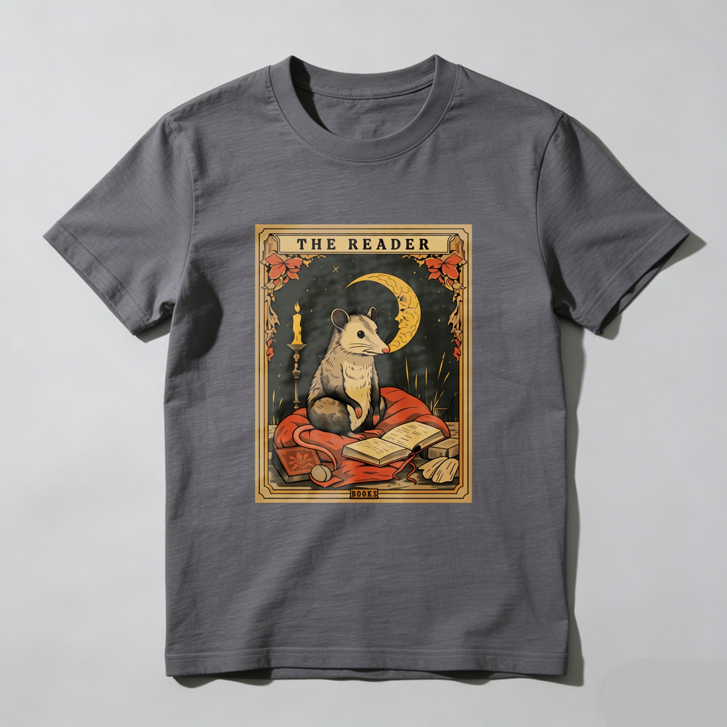 Wardrobecart The Reader Mouse Book Moon Candle Leaves Unisex Classic T-shirt