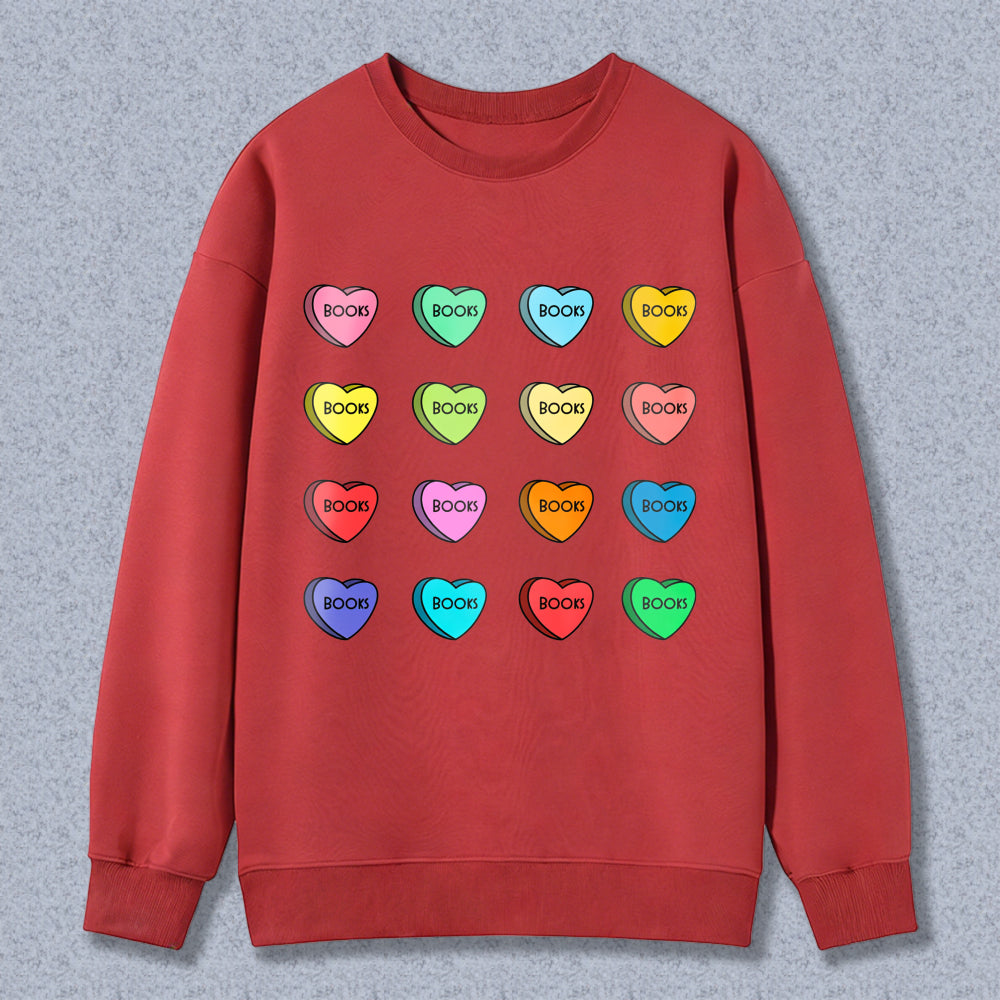 Wardrobecart Heart Shaped Book Candy Pattern Unisex Classic Sweatshirt