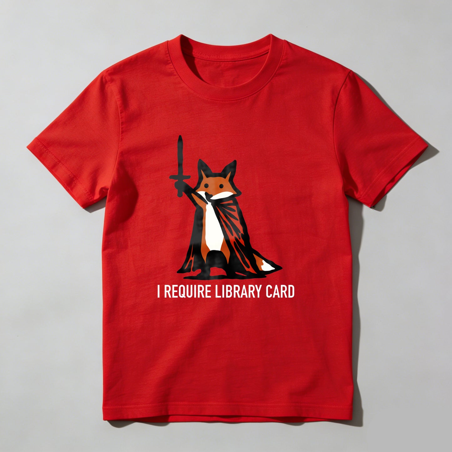 Wardrobecart Fox With Cape And Sword I Require Library Card Unisex Classic T-shirt