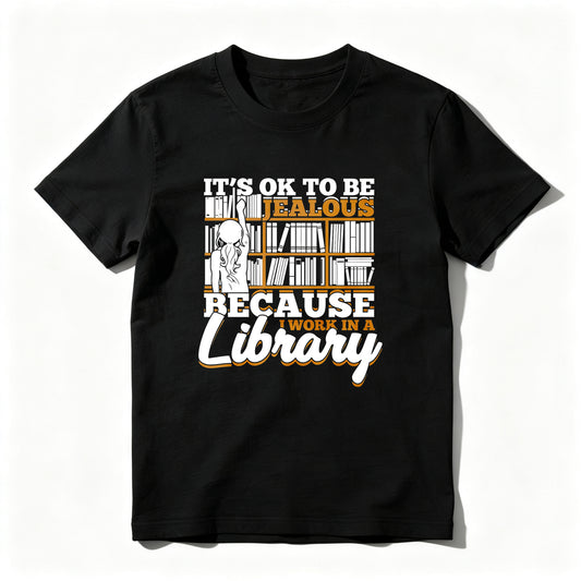 Wardrobecart It's Ok To Be Jealous Because I Work In A Library Unisex Classic T-shirt