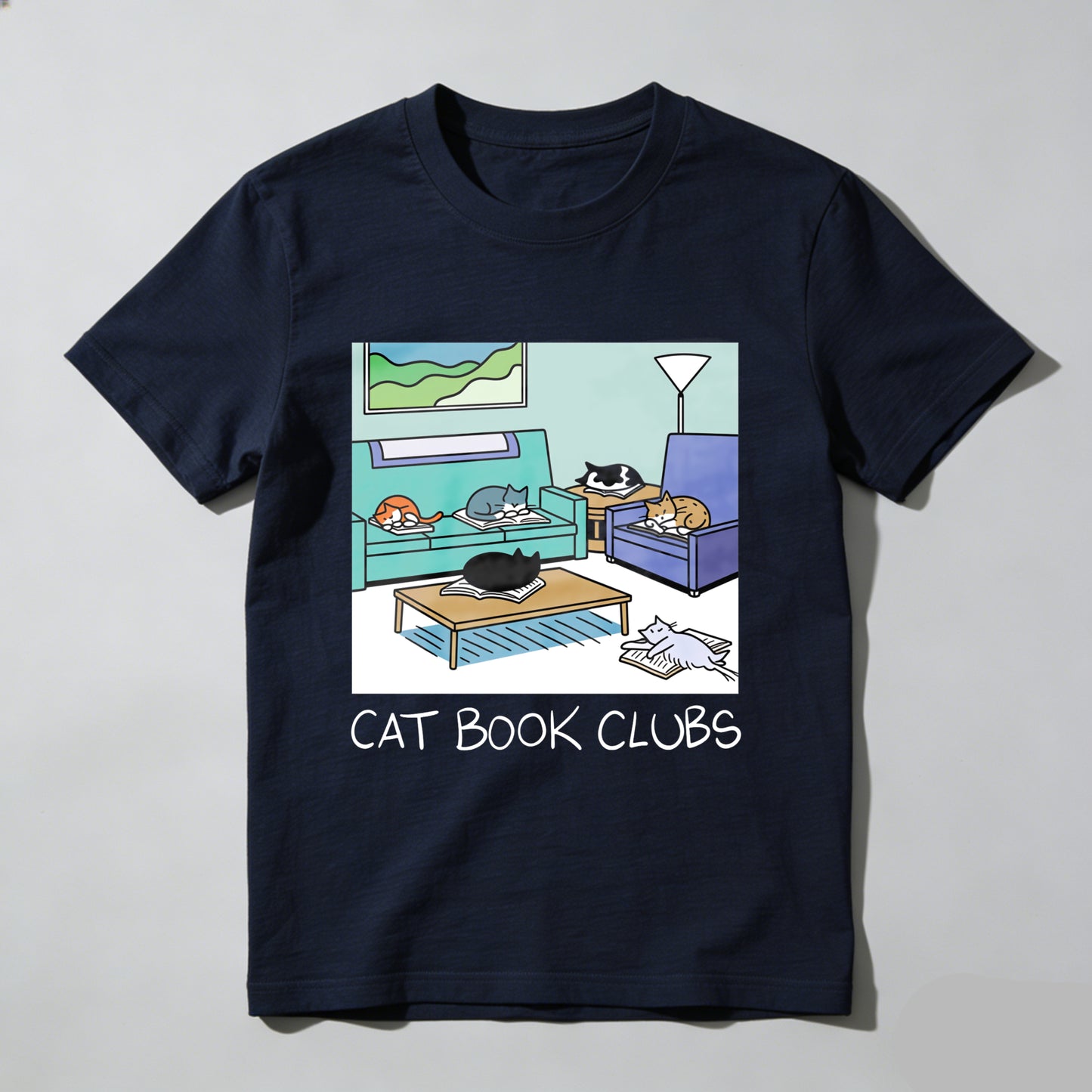 Wardrobecart Cat Book Clubs Cozy Living Room Scene Unisex Classic T-shirt