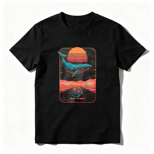 Wardrobecart Whale Sunset Grid Flowers Text Unisex Classic T-shirt
