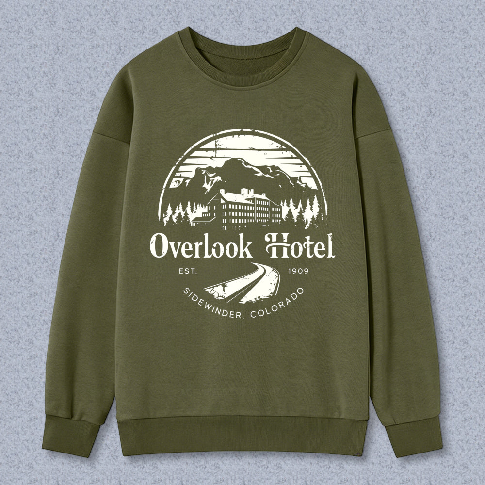 Wardrobecart Overlook Hotel Mountain Scene With Trees And Building Unisex Classic Sweatshirt