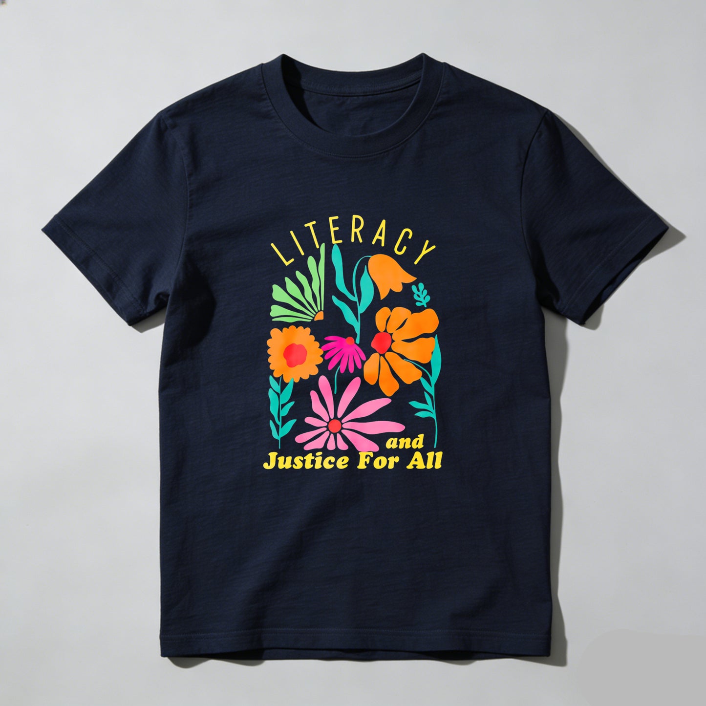 Wardrobecart Literacy And Justice For All Floral Design Unisex Classic T-shirt