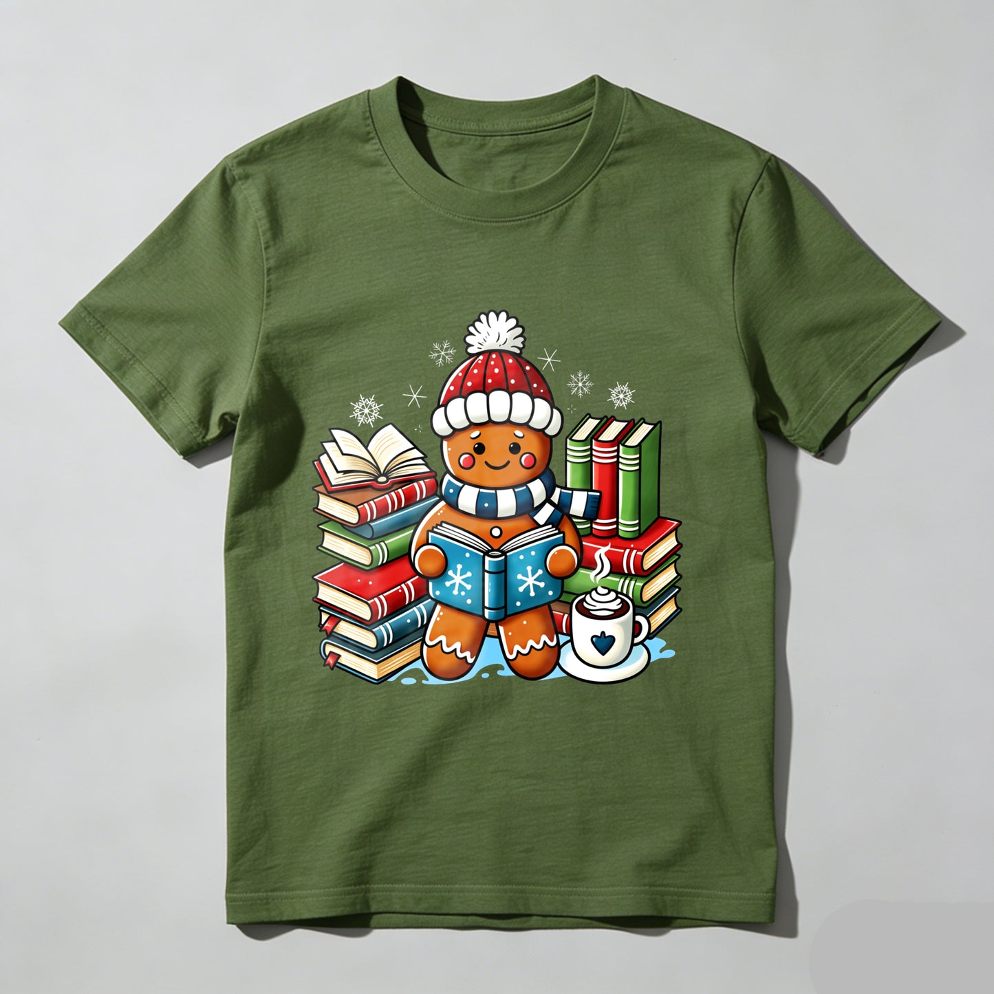 Wardrobecart Gingerbread Cookie Reading Books With Coffee Unisex Classic T-shirt