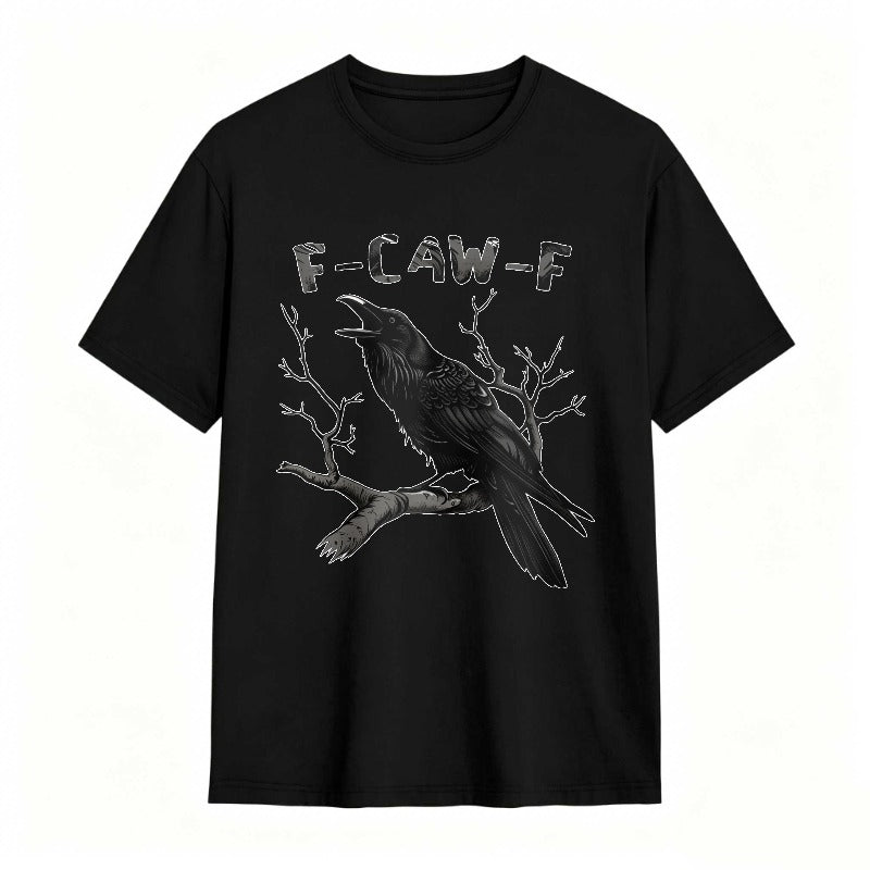 Crow On Branch With F Caw F Text Unisex Classic T-shirt