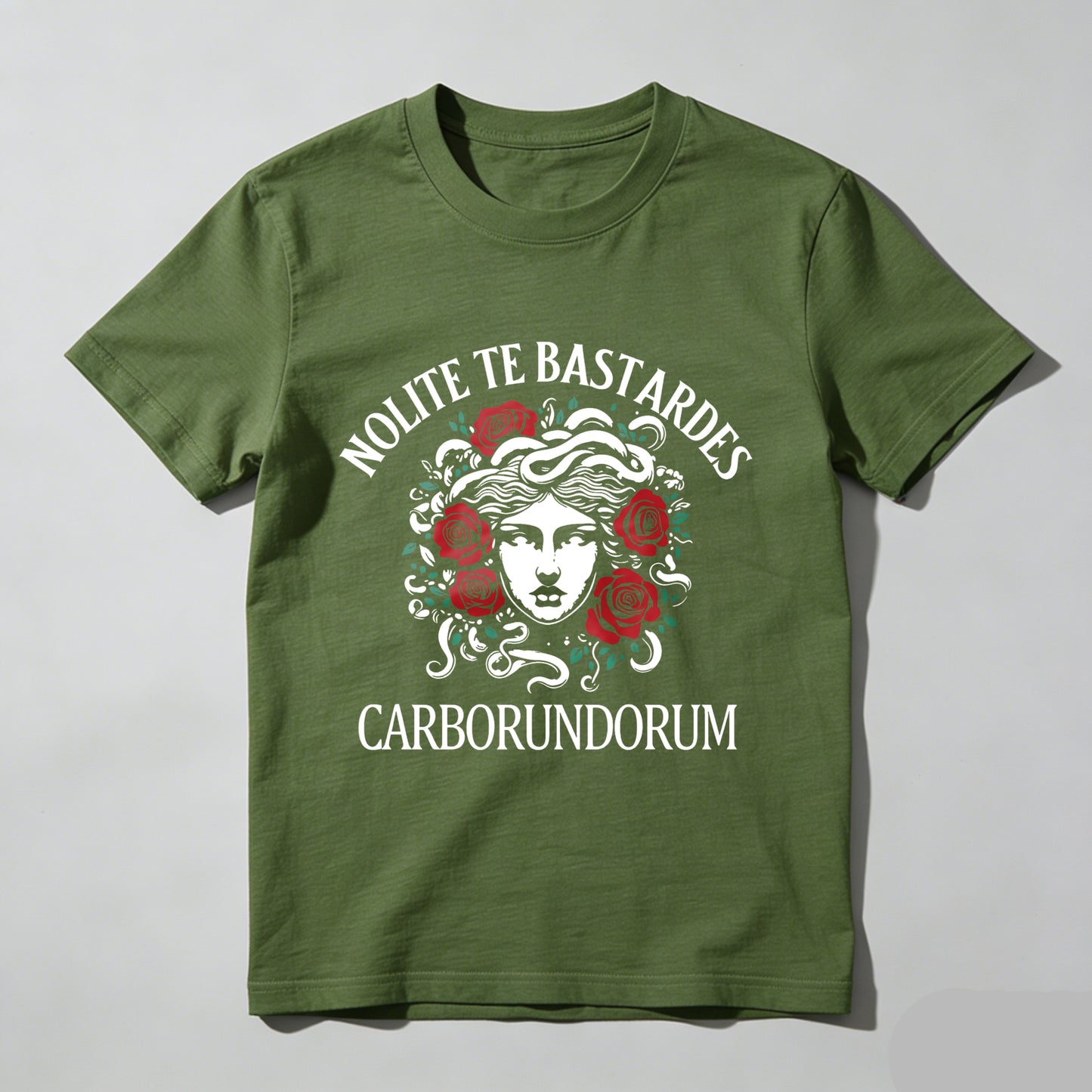 Wardrobecart Nolite Te Bastardes Carborundorum Medusa With Roses And Latin Text Unisex Classic T-shirt