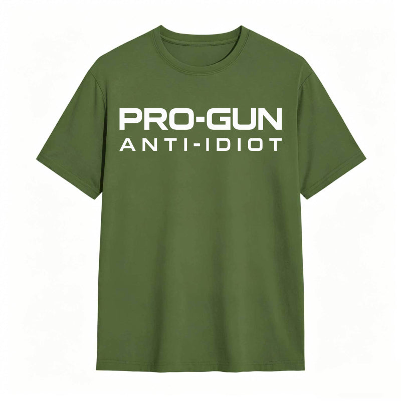 Pro-Gun Anti-Idiot Graphic Print Cotton Shirt