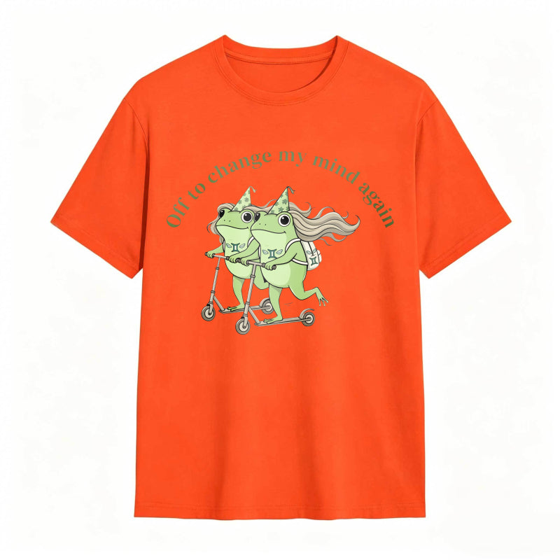 Frogs On Scooter With Text Off To Change My Mind Again Unisex Classic T-shirt