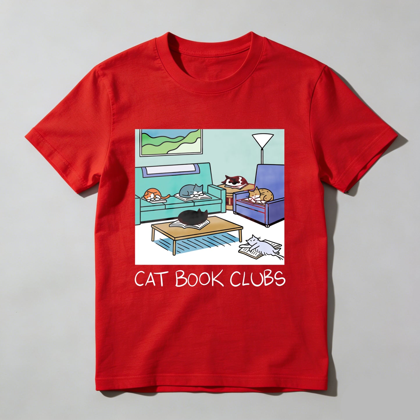 Wardrobecart Cat Book Clubs Cozy Living Room Scene Unisex Classic T-shirt