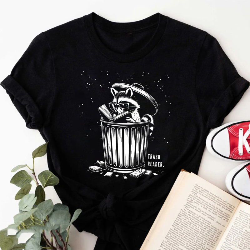 Wardrobecart Raccoon Reading Book In Trash Can Unisex Classic T-shirt