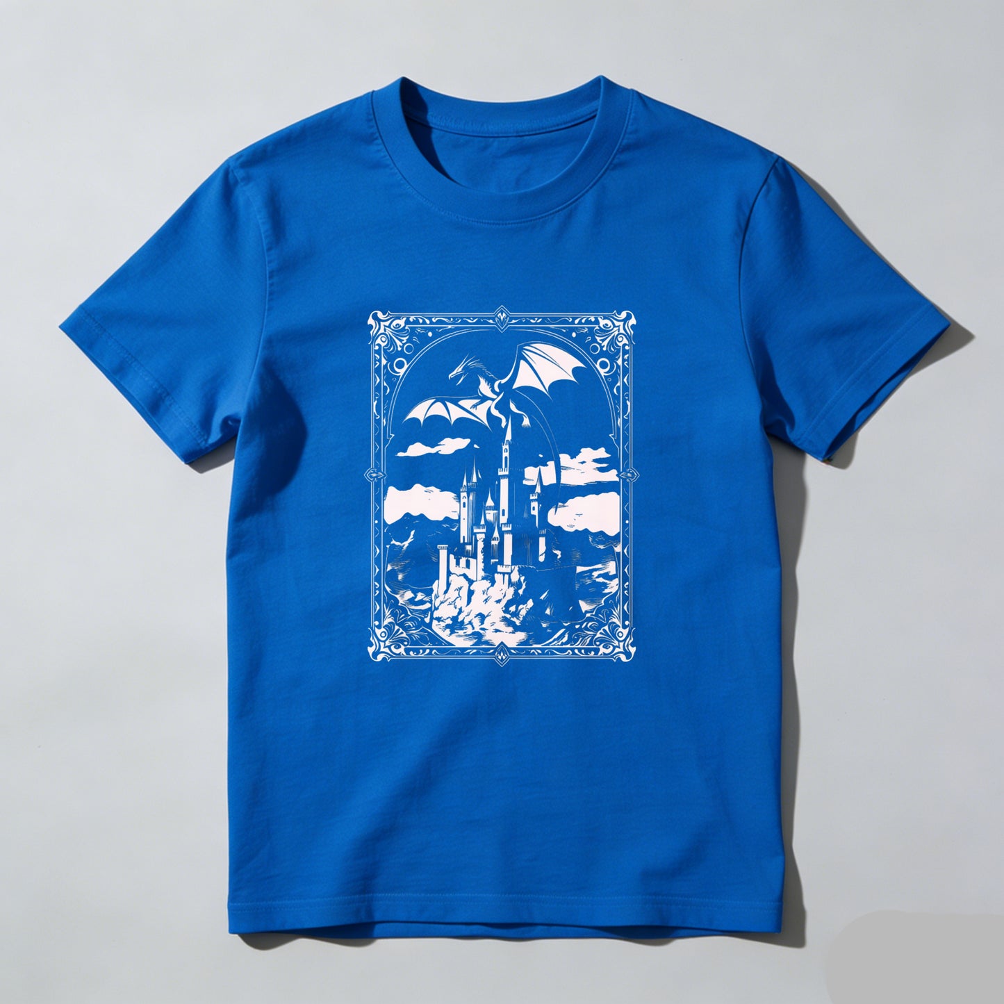Wardrobecart Dragon Castle Sky Clouds Frame Artwork Design Unisex Classic T-shirt