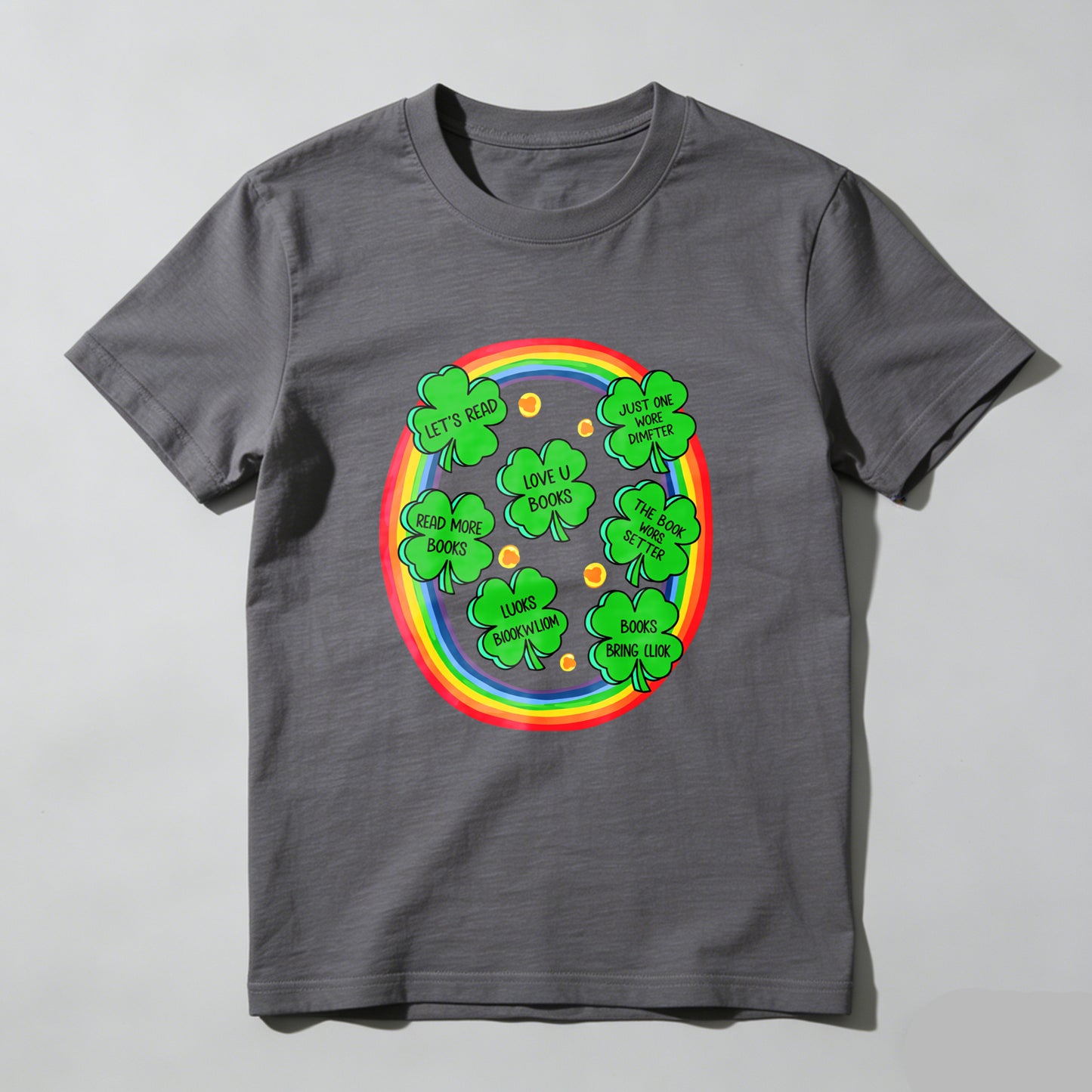 Wardrobecart Rainbow Clover With Messages Inside Unisex Classic T-shirt