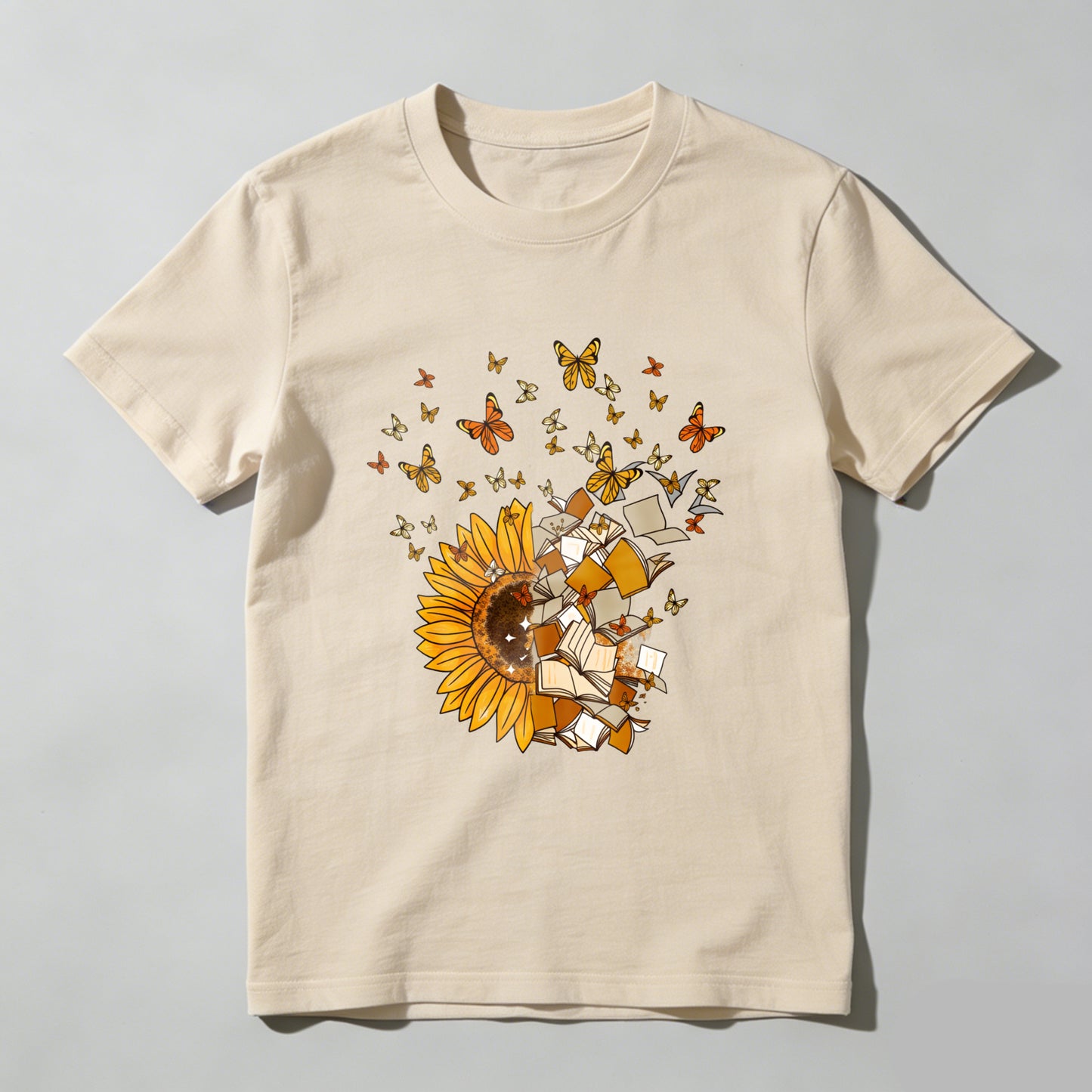 Wardrobecart Sunflower Books Butterflies Reading Nature Art Design Unisex Classic T-shirt