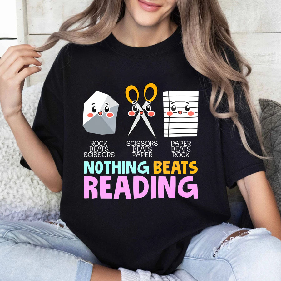 Wardrobecart Rock Beats Scissors Scissors Beats Paper Paper Beats Rock Nothing Beats Reading Unisex Classic T-shirt