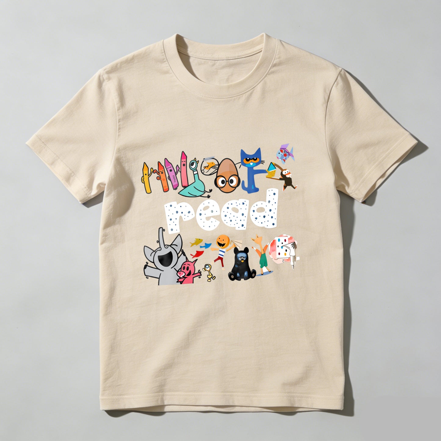 Wardrobecart Colorful Characters Surround Read Text Unisex Classic T-shirt