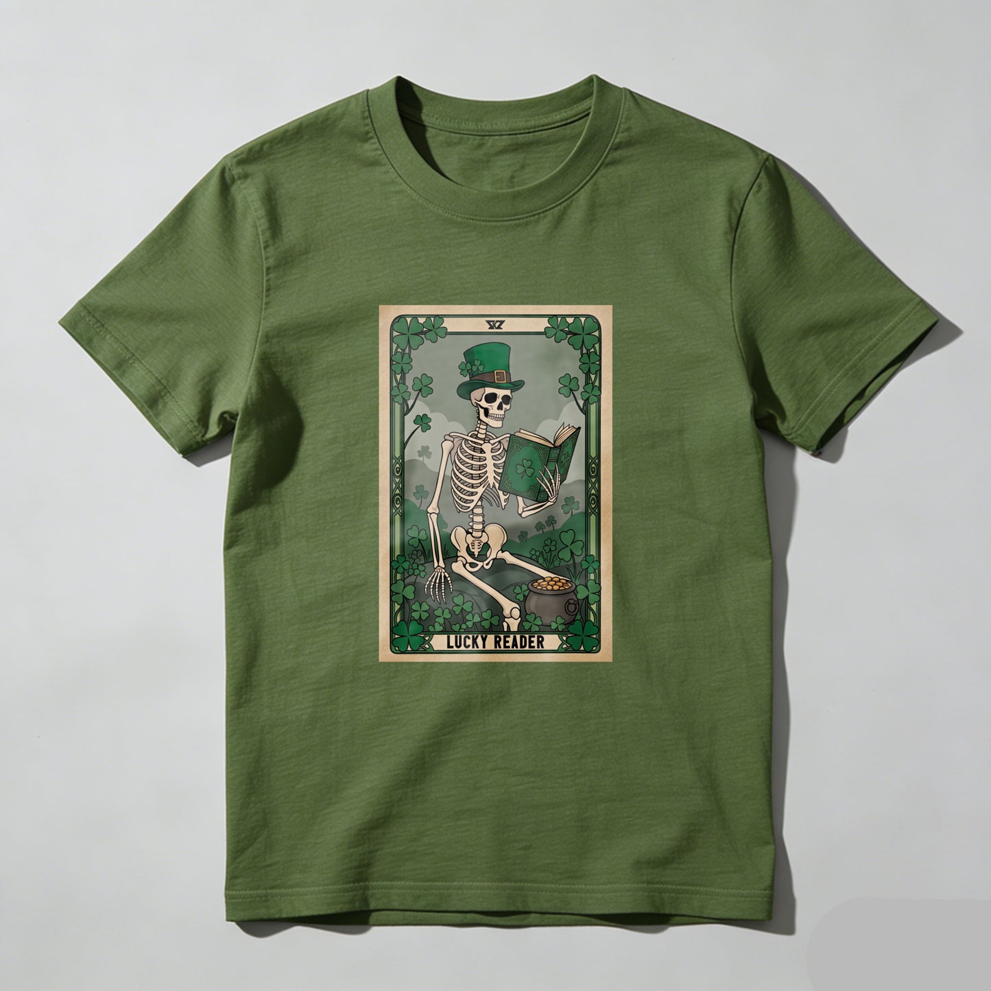 Wardrobecart Skeleton Reading Book In Forest Scene Unisex Classic T-shirt