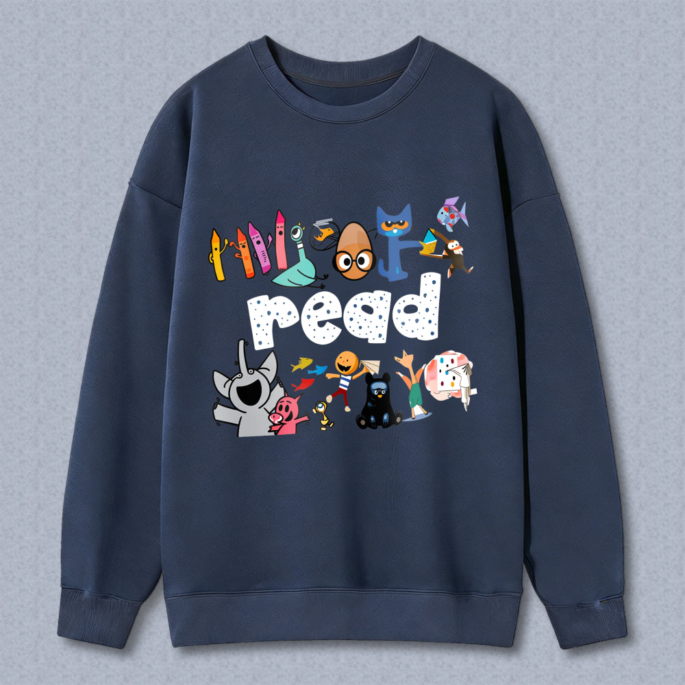 Wardrobecart Cartoon Characters And Colorful Letters Unisex Classic Sweatshirt
