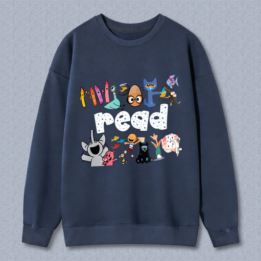 Wardrobecart Cartoon Characters And Colorful Letters Unisex Classic Sweatshirt