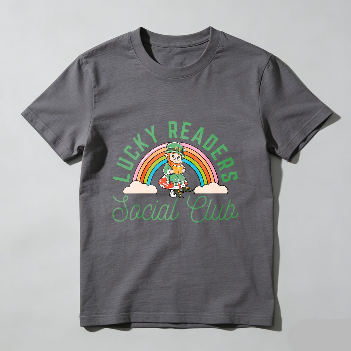 Wardrobecart Lucky Readers Social Club Rainbow Leprechaun Unisex Classic T-shirt