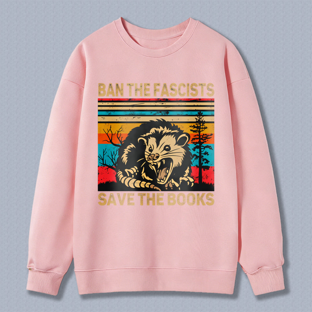 Wardrobecart Ban The Fascists Save The Books Opossum Vintage Design Unisex Classic Sweatshirt