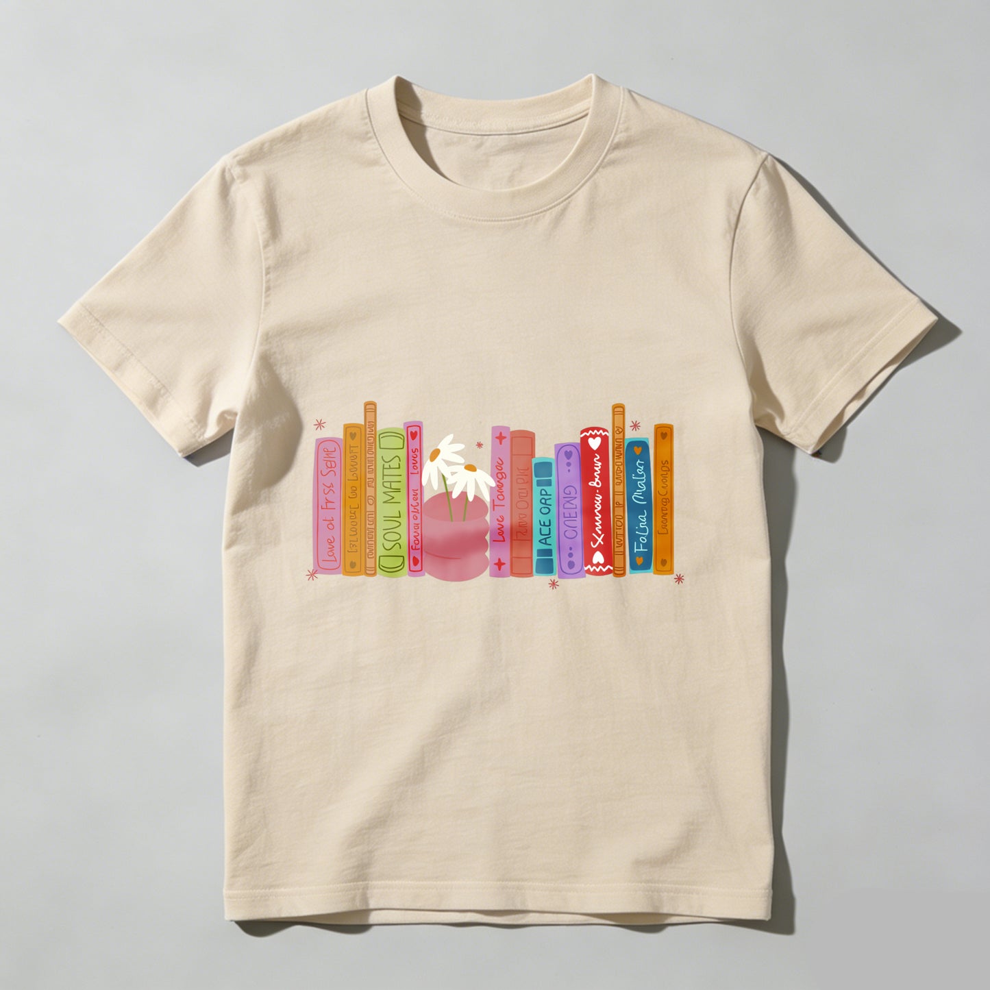 Wardrobecart Colorful Bookshelf With Potted Plant Unisex Classic T-shirt